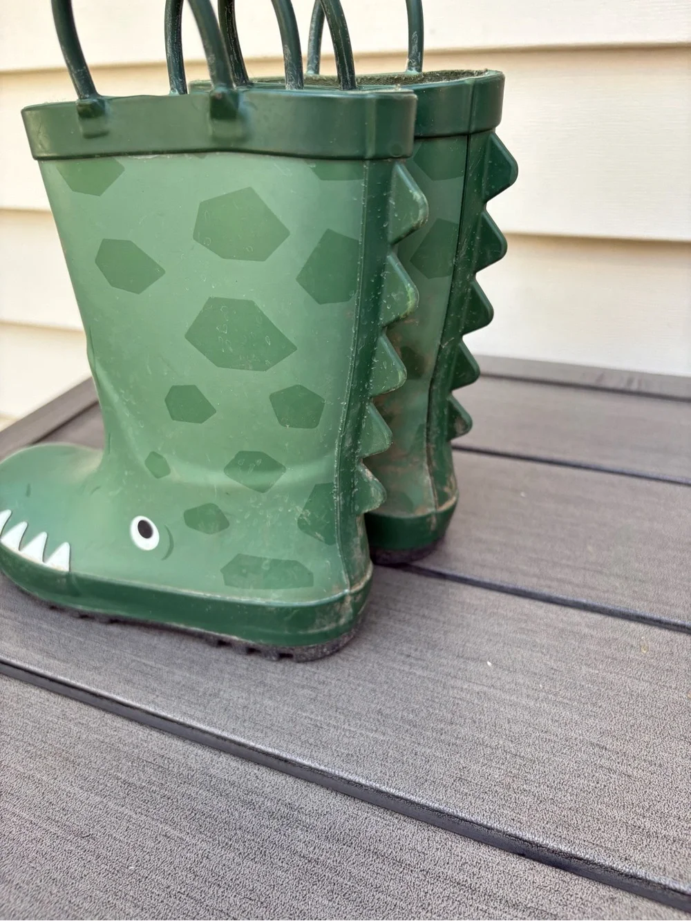 Cat & Jack Green Kids Dinosaur Rain Boots with Handles